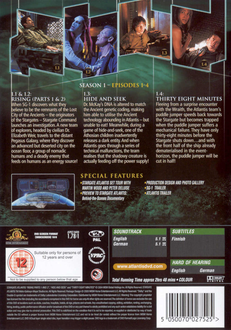 Stargate Atlantis - Season 1.1 - Region 2 DVD - Back
Keywords: media_cover