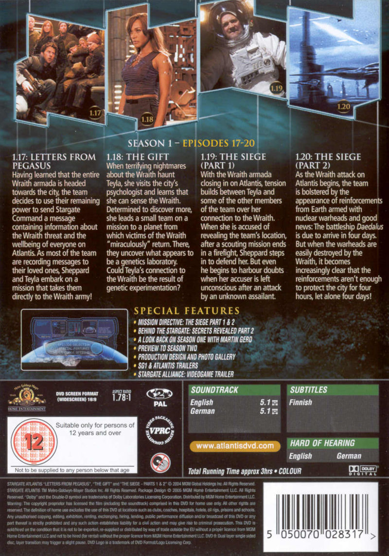 Stargate Atlantis - Season 1.5 - Region 2 DVD - Back
Keywords: media_cover