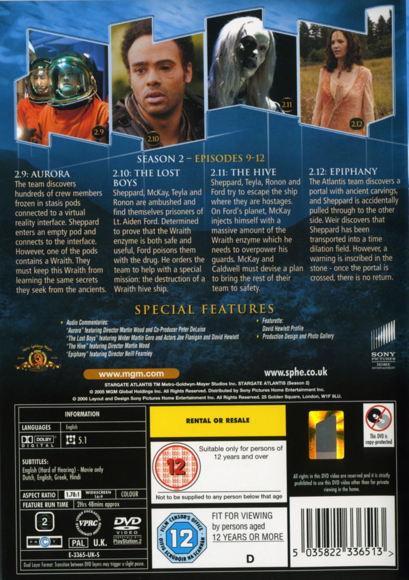 Stargate Atlantis - Season 2.3 - Region 2 DVD - Back
Keywords: media_cover