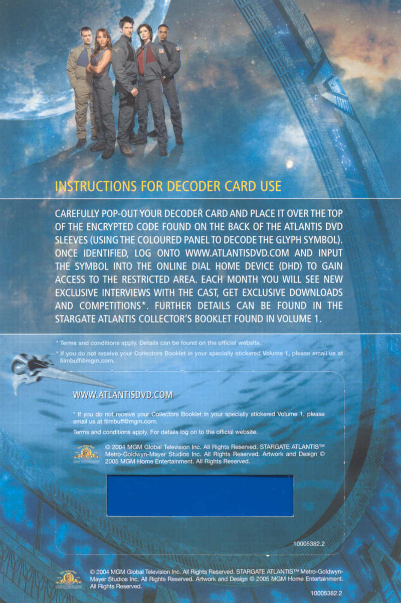 Stargate Atlantis - Region 2 DVD - Decoder Card - Back
Keywords: media_promo
