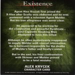Krycek Character Card from Existence DVD Package page 2 of 2